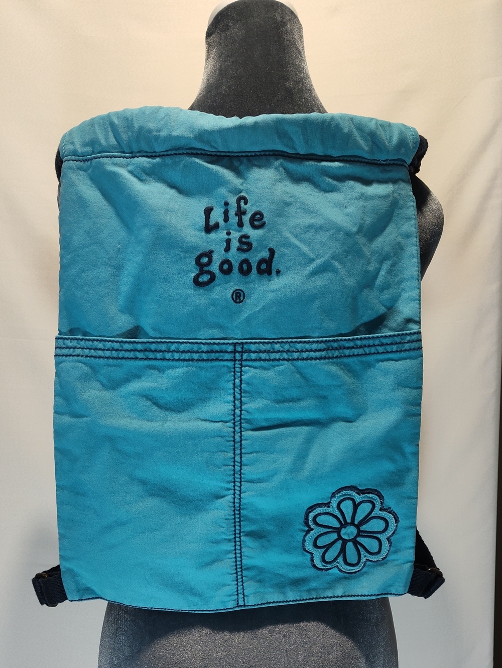 NWT Life Is Good Cinch Sack Bag, Blue